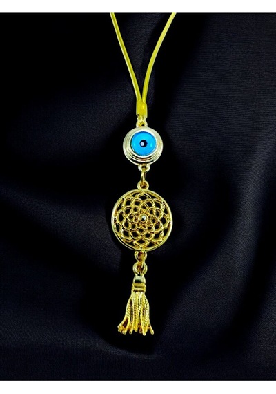 Nazar Boncuklu Lotus Çiçeği Araba Dikiz Ayna Süsü/ Püsküllü Yeni