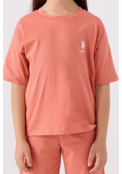 U.S. Polo Assn. U.s. Polo Assn Kız Çocuk Pembe Bermuda Takım Us1848-c-v39 Pembe