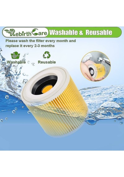 Mufunye Krcher Wd3 Premium Wd2 Wd3 Wd3p Wd3 Mv2 Mv3 Elektrikli Süpürge İçin 2 Paket Kartuş Filtre - Krcher Wd3 Premium Wd2 Wd3