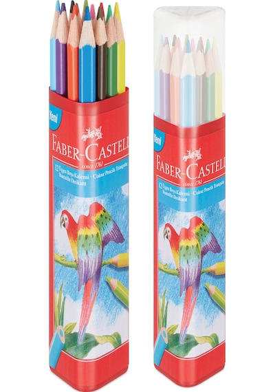Faber-Castell 12'li Tam Boy Üçgen Tüp Kuru Boya Kalemi – Ergonomik Tasarım, Canlı Renkler