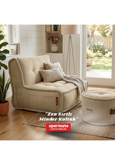 Xpermate Zen Sırtlı Minder İskandinav Tarzı Minder 80x60 Bej