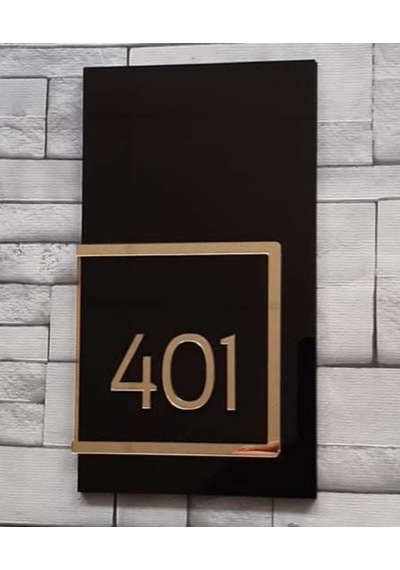 Modern Tasarım Gold Kabartma Otel Kapı Numarası - Mat Pleksi