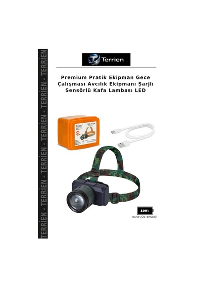 Premium Pratik Ekipman Gece Çalışması Avcılık Ekipmanı Şarjlı Sensörlü Kafa Lambası Led Çok Renkli