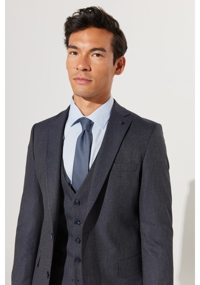 Ac&Co / Altınyıldız Classics Erkek Lacı Grı Slim Fit Dar Kesim Mono Yaka Desenli Yünlü Yelekli Takım Elbise Lacı Grı Lacivert - Gri Ac&Co / Altınyıldız Classics Erkek Lacı Grı Slim Fit Dar Kesim Mono Yaka Desenli Yünlü Yelekli Takım Elbise Lacı Grı Lacivert - Gri