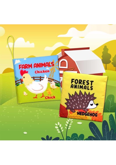 2 Kitap Tox Ingilizce Çiftlik Hayvanları ve Orman Hayvanları Kumaş