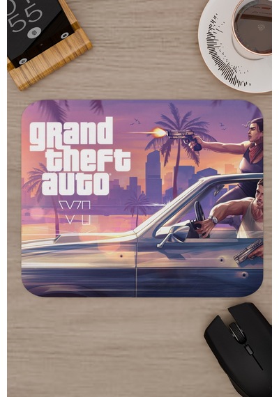 Gta 6 Kaymaz Dikişli Kauçuk Oyuncu Mousepad V2 - 22x18 Gaming Mouse Pad Fare Altlığı