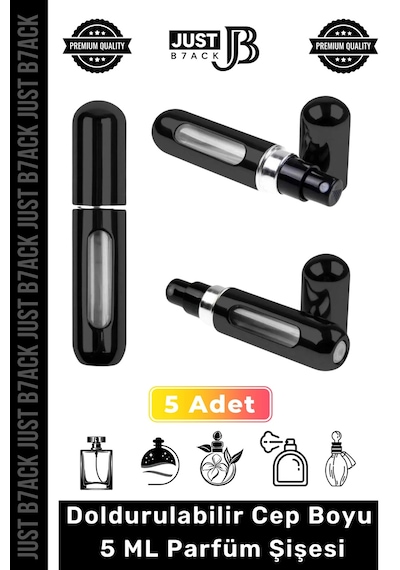 Parfümşişesi Şişesinden Doldurulabilir Taşınabilir Çanta İçi Mini Cep Parfüm Şişesi 5 Ml X 5 Adet