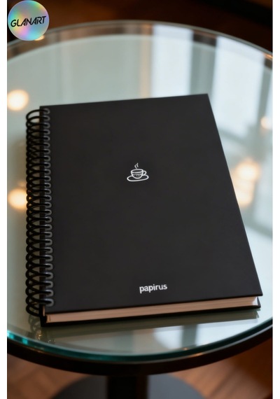 Spiralli 100 Yaprak Çizgili Orta Boy Sert Kapak Defter Kraft Kağıt 16x23 Cm Dışı Siyah