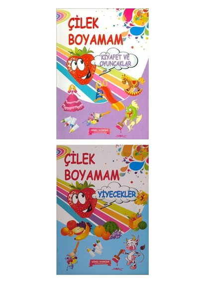 Çilek Boyamam-kıyafet Ve Oyuncaklar-yiyecekler-2 Kitap