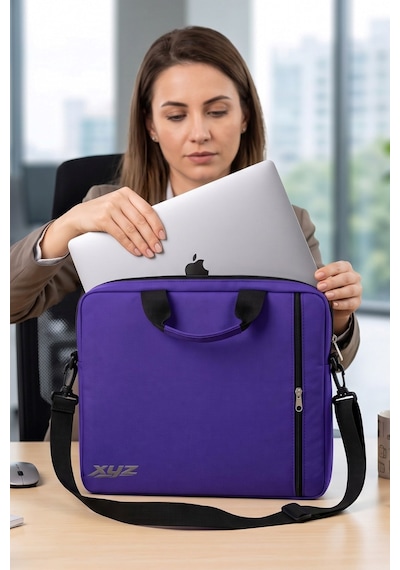 Classone Xyz-t28 15.6 Inch Apple MacBook Uyumlu Laptop Notebook Çantası + Zolx Çok Fonksiyonlu Ekran Temizleme Seti Mor