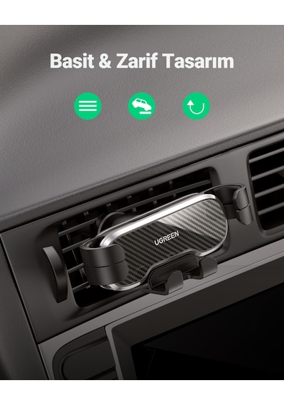 Ugreen 5 Kollu Mekanik Araç İçi Telefon Tutucu Air Vent, Siyah, 80539