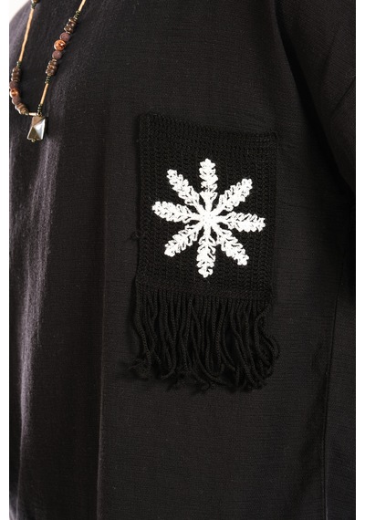 Cocopelli Buldan Kumaş Tasarım T-shirt Coc1387 Siyah