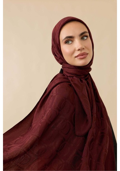 Imannoor Dama Desen Bordo Naia Pamuk Şal 70x200 Bordo-burdgundy