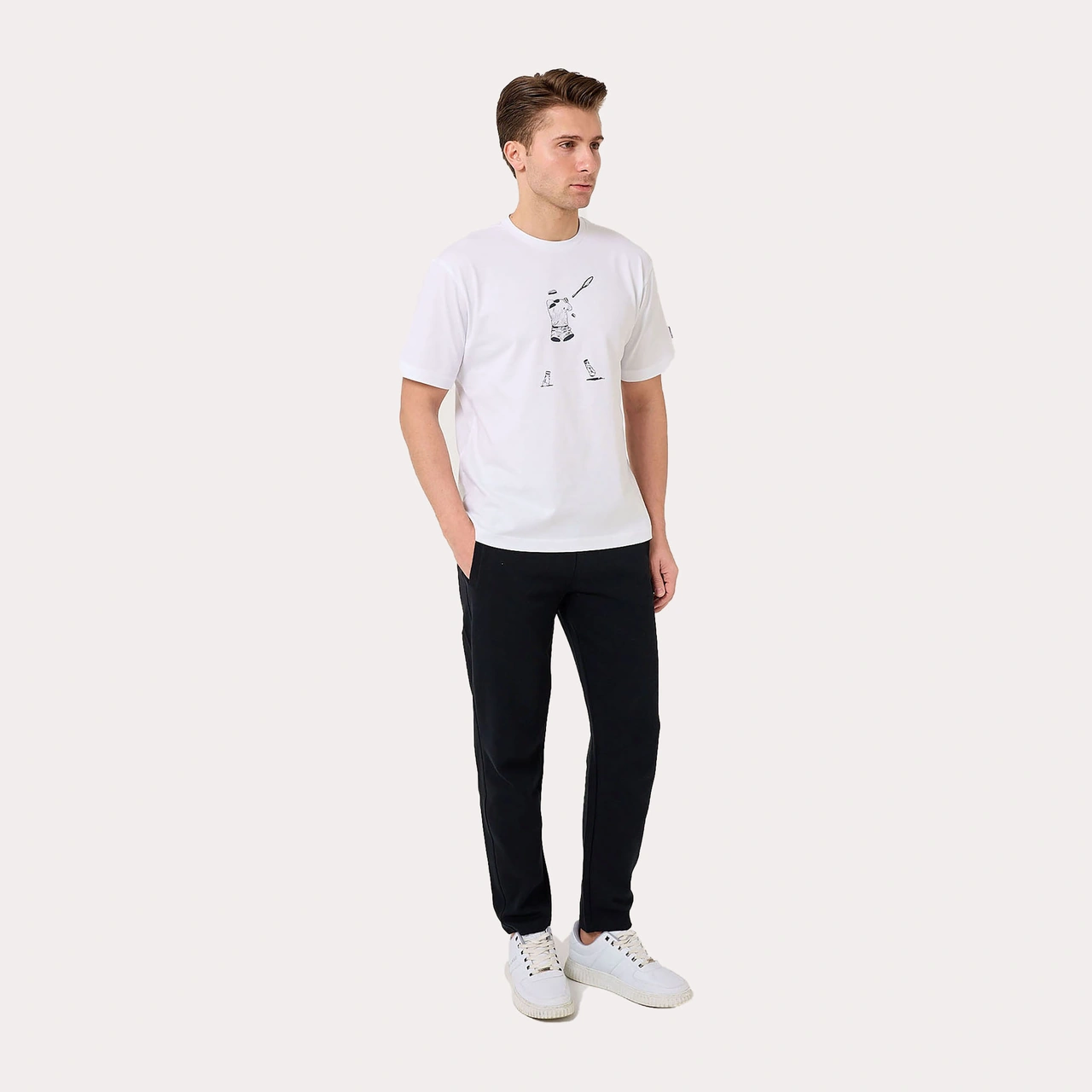 Beyaz Fila Erkek T-shirt Tennis Player Graphic Tu411111 beyaz