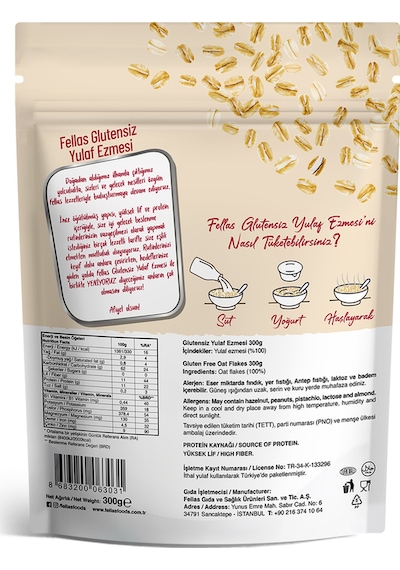 Fellas Glutensiz Yulaf Ezmesi 3 x 300 G