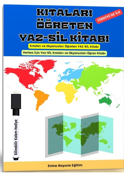 Kıtaları Ve Okyanusları Öğreten Yaz-sil Kitabı