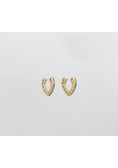 14k Gold Plated Ethnic Love Hoop Küpe Gold