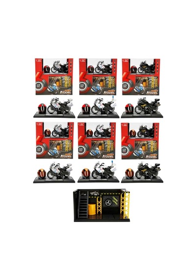 1:12 Sesli Ve Işıklı Benelli Polis Die Cast Çek Bırak Motosiklet Ve Tamir Atölyesi Seti