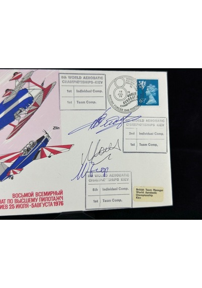 1976 Kiev Akrobatic Uçuş Dünya Şampiyonası Fdc Izlak İmzalı Limitli 293'den 23. İlk Gün Zarfı  Teşhir Ürün