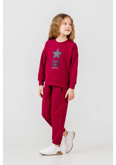 U.S. Polo Assn. Kız Çocuk Baskılı Bordo Uzun Kol Eşofman Takımı Us2719-c-v4 Us2719-c-v4