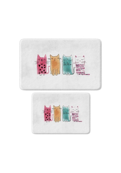 Buççin Online Mağaza Sevimli Tasarımlı Mikrofiber Banyo Paspası, Kaymaz Taban, Makinede Yıkanabilir 40x60 Polyester Ort Çok Renkli