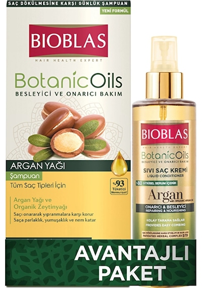 Bioblas Argan Şampuan 360 Ml + Sıvı Saç Kremi 200 Ml Avantajlı Paket Tüm Saçlar