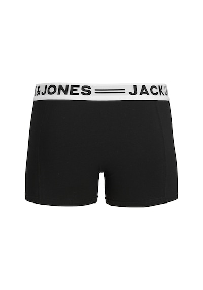 Jack & Jones Erkek Logolu Düz 3'lü Boxer Paketi - Sense Black Siyah