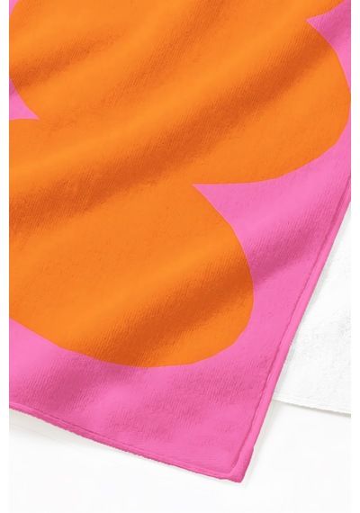 Soyut Modern Renk Bloklu Plaj Havlusu - Bohem Neon Pembe Turuncu Hızlı Kuruyan Mikrofiber Havlu Mat Kumul