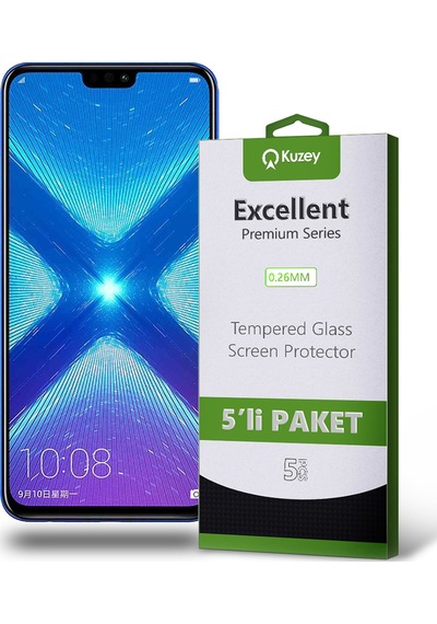 Huawei Honor 8X ile Uyumlu Temperli Ekran Koruyucu Kırılmaz Cam Ekonomik 5'li Paket