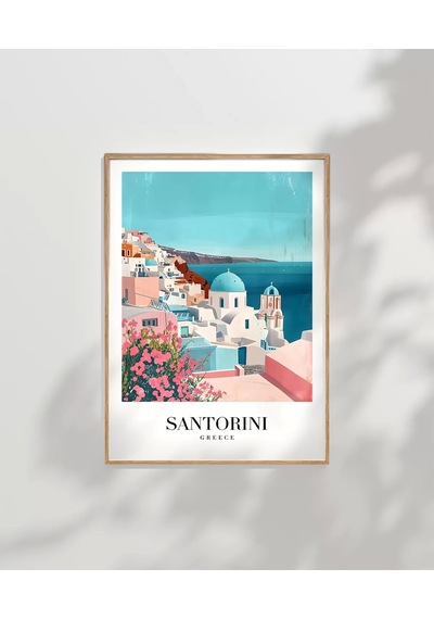 Çerçevesiz Poster Santorini'nin Masmavi Hayalleri