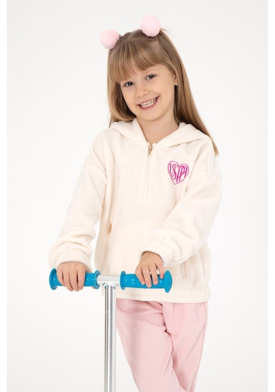 U.S. Polo Assn. Kız Çocuk Krem Yarım Fermuarlı Polar Sweatshirt 50296287-VR071