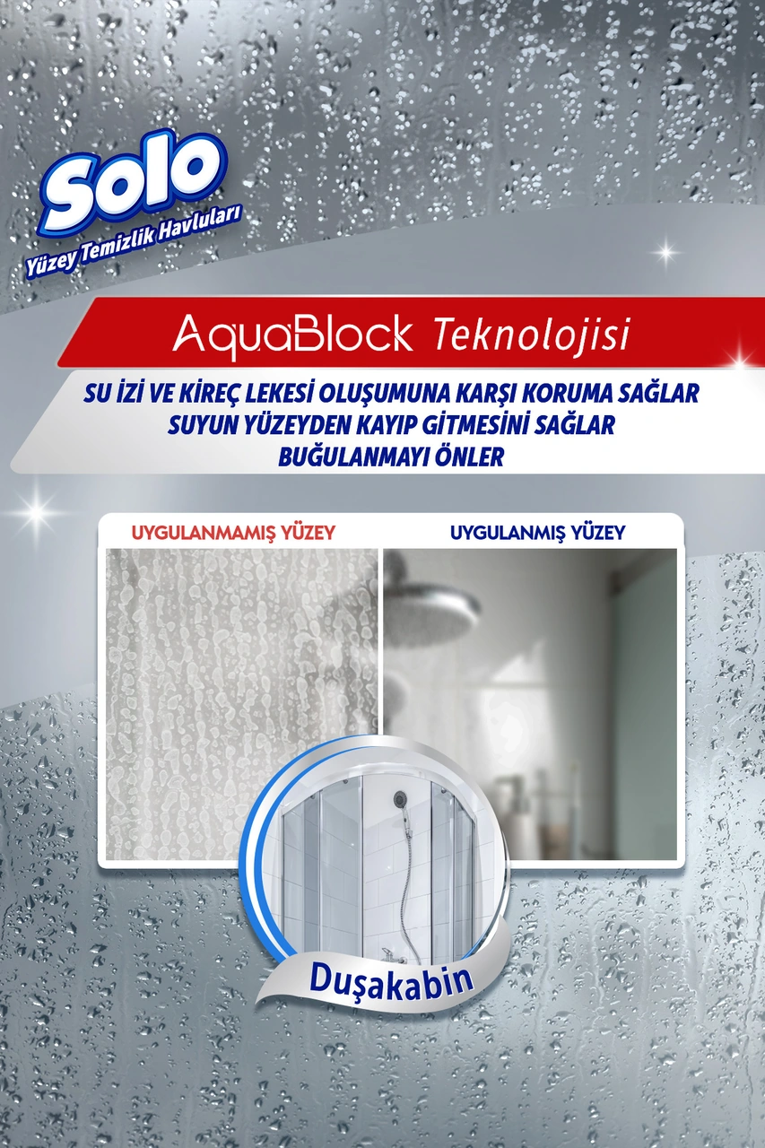 Aquablock Cam Yüzeylere Özel Temizlik Havlusu 3'lü 90 Yaprak Tekli