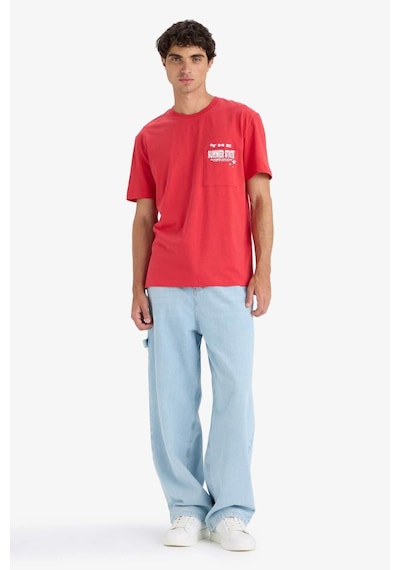 Defacto Regular Fit Bisiklet Yaka Baskılı Kısa Kollu Tişört F8540ax25hsrd39 Kırmızı
