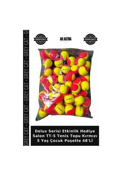 Delux Serisi Etkinlik Hediye Salon Tt-5 Tenis Topu Kırmızı 5 Yaş Çocuk Poşette 48'li