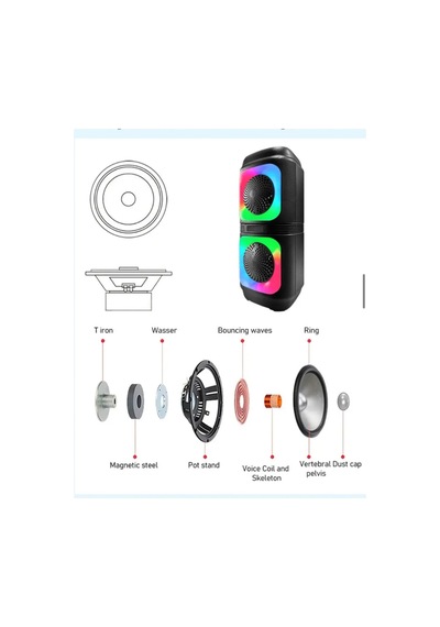 Trol Akıllı Taşınabilir Bluetooth Extra Bas Hoparlör, Disko Işıklı Karaoke Ses Sistemi, Mikrofon