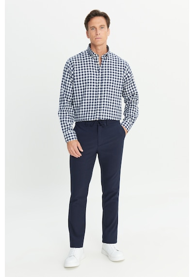 AC&Co / Altınyıldız Classics Erkek Lacı Slim Fit Dar Kesim Beli Bağlamalı Çizgili Yan Cepli Casual Jogger Pantolon Lacı
