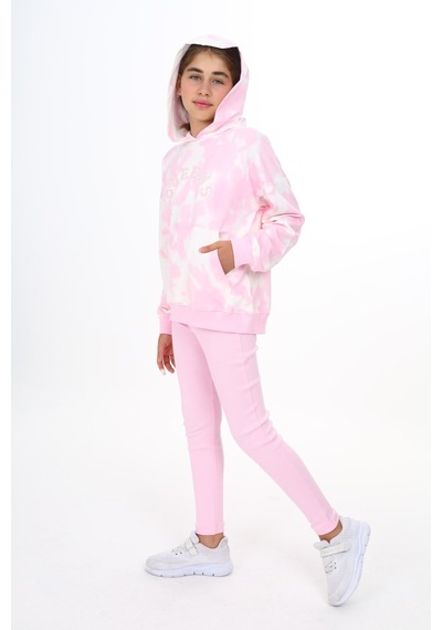 Toontoy Kids Toontoy Kız Çocuk 2'li Takım Baskılı Kapüşonlu Düşük Omuz Cepli Sweatshirt & Basic Düz Tayt Pembe Toontoy Kids Toontoy Kız Çocuk 2'li Takım Baskılı Kapüşonlu Düşük Omuz Cepli Sweatshirt & Basic Düz Tayt Pembe
