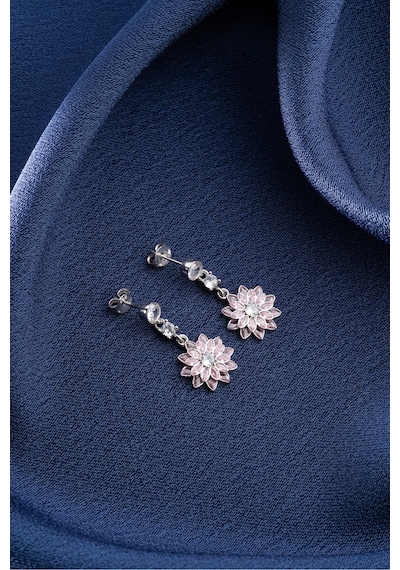Çekirdekjewelry 925 Ayar Gümüş Lotus Çiçeği Küpe Gri