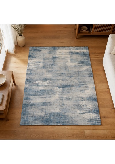 Kartela Halı Vintage Halı Kaymaz Taban Makinede Yıkanabilir Halı Mavi - 200 X 300 Cm