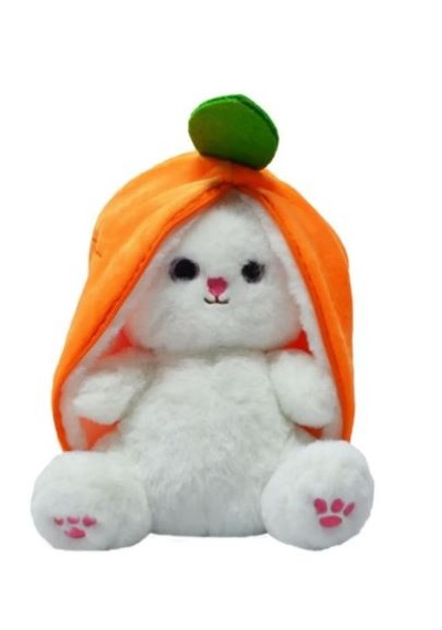 Havuç Tavşan Pelüş 35cm Beyaz - Turuncu