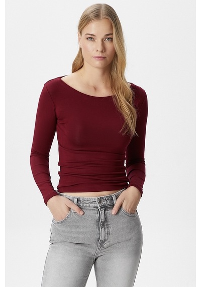 Ritnice Kayık Yaka Need Uzun Kollu Bordo Soft Top / Bluz Bordo