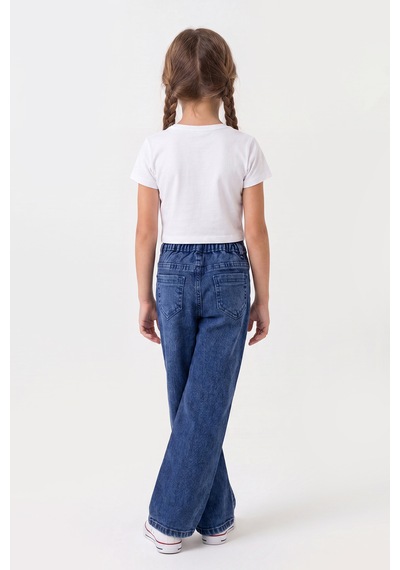 Joy Kids Kız Çocuk Lazer Baskılı Kot Pantolon 6-9yaş Mavi Kot Mavi