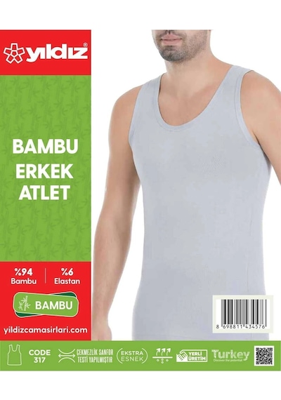 Yıldız 4 Lü Paket Bambu Erkek Atlet %94 Bambu, Nefes Alabilen Ve Ekstra Esnek Gri