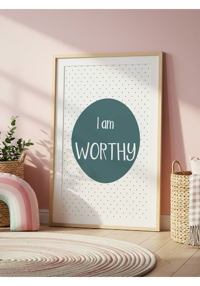 I Am Worthy Dijital Baskı Poster Lacivert Çerçevesiz
