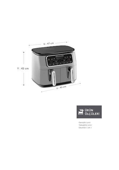 Karaca Air Pro Cook Duo Ev Yemeği Xxxl 8 Kişilik Airfryer 4 + 4 L