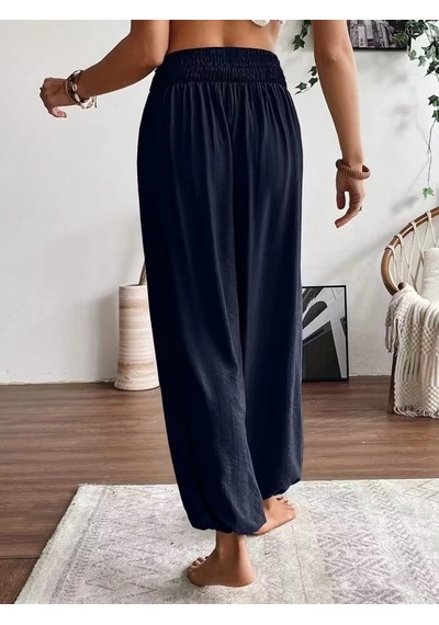 Valensdesign Kadın Yüksel Bel Yoğun Büzgü Detaylı Aerobin Pantolon Lacivert