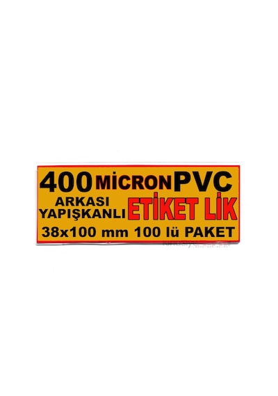 400 Micron Pvc Malzeme Arkası Güçlü Yapışkanlı Raf Önü Fiyat Etiketliği 38 X 100 Mm. 100 Lü Pk