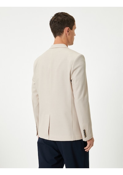 Koton Blazer Ceket Slim Fit Kapaklı Cep Detaylı Bej 5wam50005hk Ekru