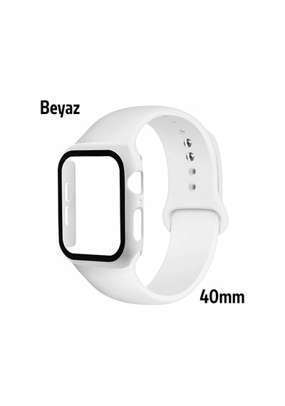 Ally Apple Uyumlu  Watch 4-5-6 40 MM Silikon Kordon Kayış Ve Ekran Koruyu