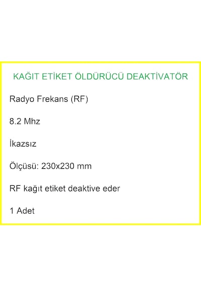 Kağıt Etiket Öldürücü Deaktivatör Rf 8.2 Mhz Uyarı Sistemsiz